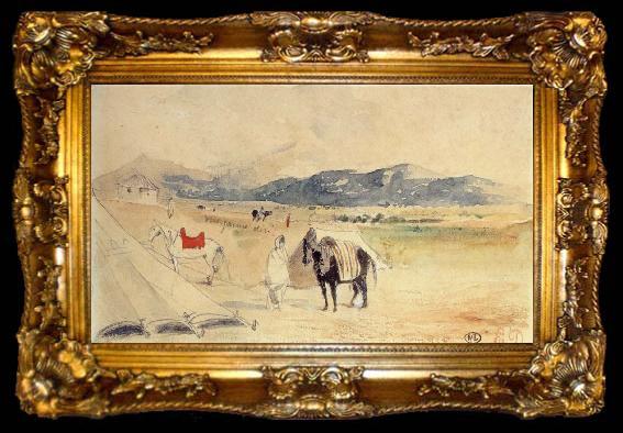 framed  Eugene Delacroix Encampment in Morocco between Tangiers and Meknes, ta009-2